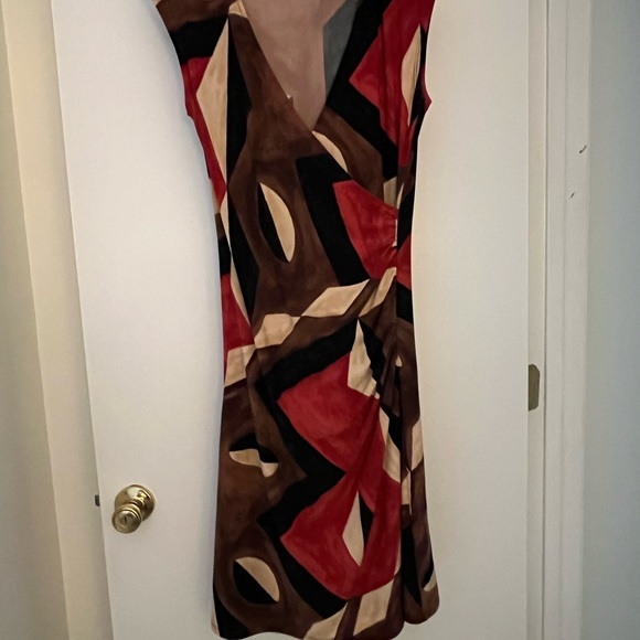 Ralph Lauren Asymmetrical Dress in Red and Brown - Picture 1 of 5